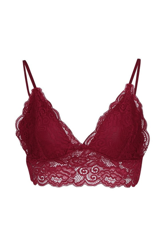 Lace Bralettes for Women with Support Plus Size Push up Wireless Bra V Neck Racerback Crop Top Adjustable Lingerie Racerback Bralette Plus Size