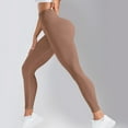 thumbnail image 1 of Mceream Leggings for Women Plus Size Knit Yoga Legging Seamless High Waist Tummy Control Skinny Yoga Pant Casual Scrunch Butt Lift Sport Pant Khaki S, 1 of 7