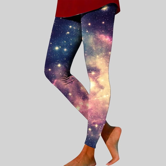 Mceream Leggings for Women Tummy Control Cotton High Waisted Yoga Pants Workout Gym Joggers Fashion Graphic Printed Stretchy Tights Dark Blue XXL