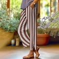 thumbnail image 1 of Mceream Linen Pants for Women Elastic Waist Summer Boho Breathable Comfy Cropped Wide Leg Pants Striped Button Hem Side Split Trousers Beach Vacation Outfits Khaki S, 1 of 6