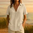 thumbnail image 1 of Mceream Linen Shirts for Women Loose Fit Button Down V Neck Blouses Oversized Long Sleeve Casual Work Tunic Tops Lapel Business Drop Shoulder Outfit Clothes Plus Size Blusas De Lino Para Mujer XL, 1 of 6