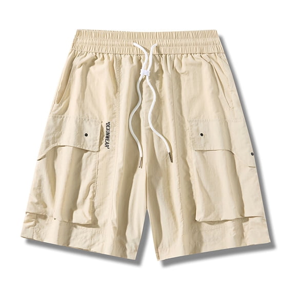 Mceream Men Swim Trunks Board Shorts Quick Dry Swim Shorts Bathing Suits Drawstring Swimwear Board Shorts Wiht Pockets Summer Beach Shorts Beige XL