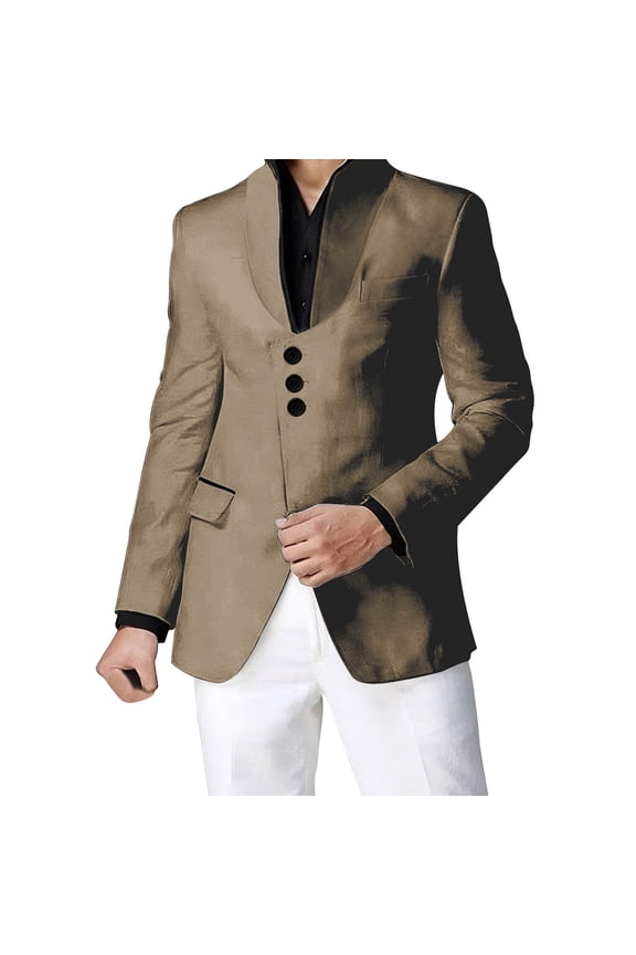 Men's Blazer for Men Slim Fit Casual Suit Blazer Jackets Stand Collar Single Breasted Office Business Blazers Sport Fashion Dress Coat for Prom Wedding Party Suit Tops Plus Size Outwear M