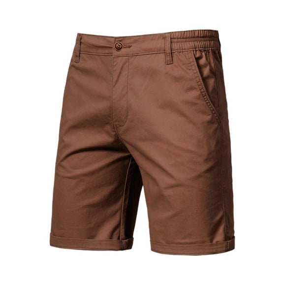 Mceream Men's Stretch Shorts with Pockets Summer Cotton Casual Shorts Classic Fit Elastic Waistband Twill Chino Golf Dress Short Brown 32