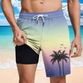 thumbnail image 1 of Mceream Men's Swim Shorts Swim Trunks with Pockets Drawstring Elastic Waist Quick Dry 2 In 1 Compression Liner Board Shorts Beach Vacation Clothes Multicolor XXL, 1 of 5