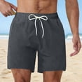 thumbnail image 1 of Mceream Men's Swim Trunks Quick Dry Beach Shorts with Pockets Quick Dry Bathing Suit Stretch Compression Liner Swim Shorts Elastic Waist Drawstring Beach Wear Swim Suits Gray XL, 1 of 7
