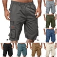 thumbnail image 1 of Mceream Mens Cargo Shorts Elastic Waist with Drawstring & Button-Zip Closure Button Down Shorts Casual Summer Hiking Pants Stretch Knee Length Multi-Pockets Bermuda Workout Shorts Outdoor XXXL, 1 of 6