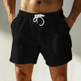 thumbnail image 1 of Mceream Mens Linen Shorts Breathable Casual Drawstring Quick Dry Beach Sports Shorts Pull-On Elastic Waist Relaxed Fit Summer Beach Shorts with Pockets Black M, 1 of 5