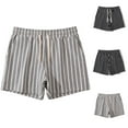 thumbnail image 1 of Mceream Mens Striped Casual Shorts Summer Beach Short Pant Drawstring Elastic Waist Shorts with Pockets Gray XL, 1 of 3
