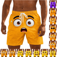 thumbnail image 1 of Mceream Mens Swim Trunks Board Shorts Drawsting Elastic Waist Funny Cartoon Face Print Swimming Trunks Quick Dry Beach Shorts with Pockets Casual Summer Beach Shorts Yellow L, 1 of 5