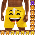 thumbnail image 1 of Mceream Mens Swim Trunks Board Shorts Drawsting Elastic Waist Funny Cartoon Face Print Swimming Trunks Quick Dry Beach Shorts with Pockets Casual Summer Beach Shorts Yellow XXL, 1 of 5