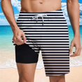 thumbnail image 1 of Mceream Mens Swim Trunks with Compression Liner Quick Dry Bathing Suit with Pockets Quick Dry 2 In 1 Board Shorts Stretch Elastic Waist Drawstring Athletic Shorts Black S, 1 of 6