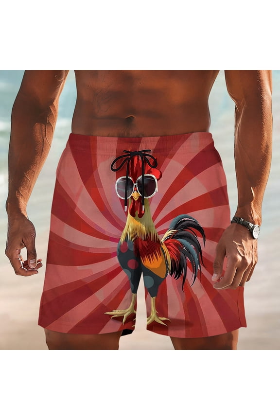 Mens Swim Trunks Funny Quick Dry Board Shorts with Pockets Casual Shorts Drawstring Summer Beach Shorts Bathing Suits Hawaii Swim Trunks Multicolor M