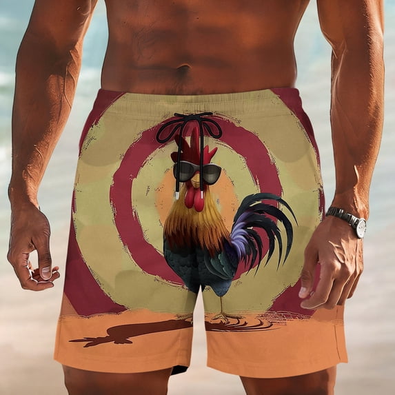 Mceream Mens Swim Trunks Funny Quick Dry Board Shorts with Pockets Casual Shorts Drawstring Summer Beach Shorts Bathing Suits Hawaii Swim Trunks Multicolor XL