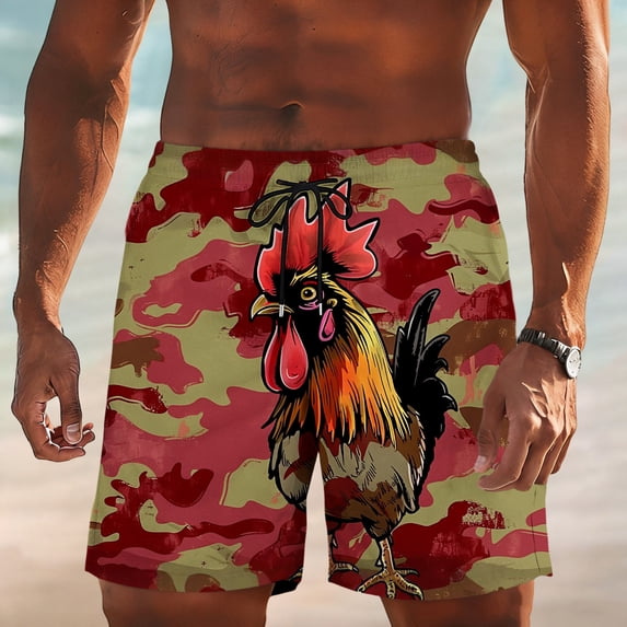 Mceream Mens Swim Trunks Funny Quick Dry Board Shorts with Pockets Casual Shorts Drawstring Summer Beach Shorts Bathing Suits Hawaii Swim Trunks Multicolor M
