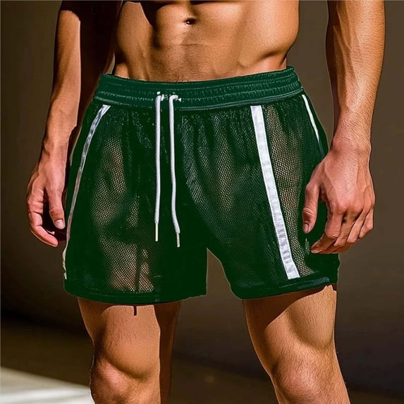 Mceream Mens Workout Athletic Shorts Lightweight Quick Dry Running Shorts Sports Gym Relaxed Fit Hiking Summer Beach Shorts with Pockets Green XL