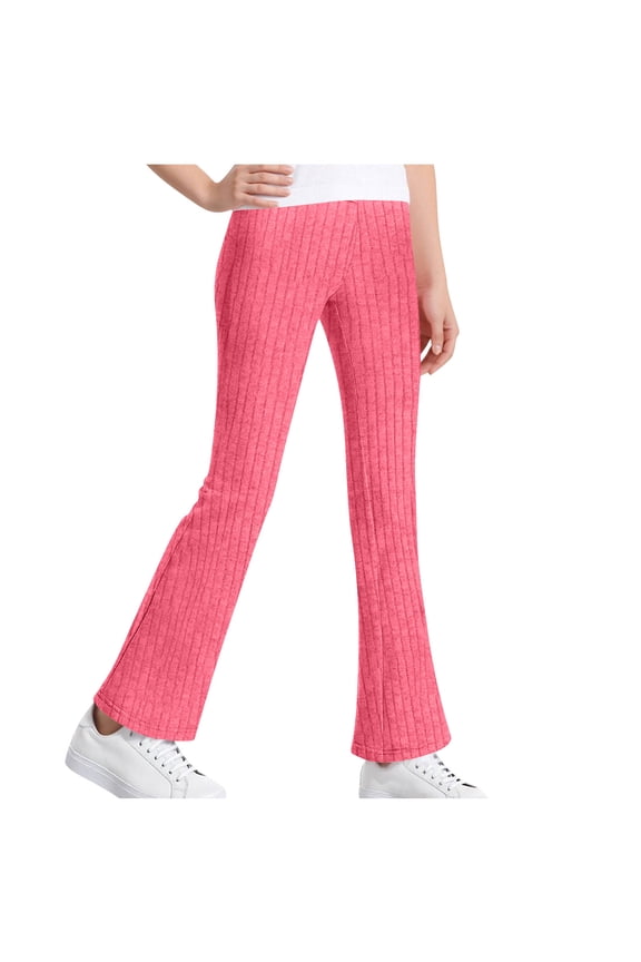 School Uniform Pants for Girls High Waist Knit Flare Leggings Bell Bottoms Trendy Flared Leggings Gym Workout Athletic Yoga Pants Pantalones Para Ninas 5-16 Years