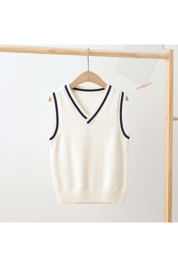 School Uniform Vests Boys Girls Sleeveless Sweater Vest V Neck Cable Knitted Stripe Tank Tops 2026 Trendy Tween Clothes Daily Wear Clothes Plus Size Blusas De Uniforme Para NiñA 3-15 Years