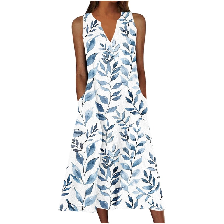 Maqroz Semi formal Dresses for Women Spring Plus Size Thermal Knit A-Line Summer Sleeveless Dress Elegant Mesh Round Neck Ruffle Hem Dresses Floral