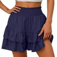 thumbnail image 1 of Mceream Shorts for Women Plus Size High Waisted Summer Cotton Linen High Waisted Mini Skirt Shorts Flowy Layered Ruffle Hem Wide Leg Shorts Purple XXL, 1 of 5