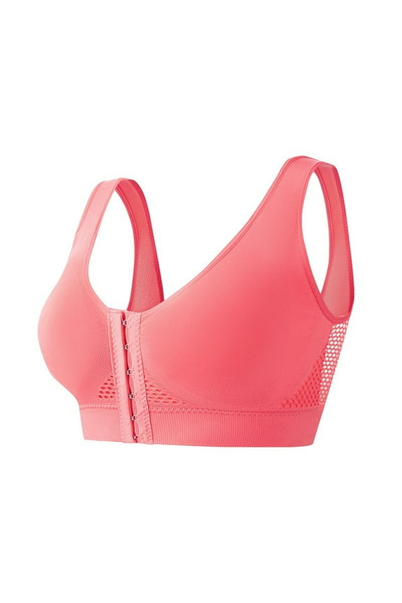 Sports Bras for Women Front Closure Plus Size Comfy Convenient Bras No Underwire Post Supportive Bras Surgery Minimizer Bras Full Coverage Surgical Wireless Comfort Everyday Bras Red L