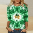 thumbnail image 1 of Mceream St Patricks Day Shirt Women 3/4 Sleeve T Shirts fashion Funny Green Shamrock Printed Graphic Saint Patrick's Tee Holiday Tops Ladies St Patricks Day Tshirts Green XL, 1 of 5