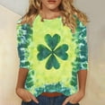 thumbnail image 1 of Mceream St Patty's Day Shirt Women 2026 Casual Plus Size Crew Neck 3/4 Sleeve Irish Clover Tees Funny Saint Patrick's Tunic Tops Graphic Summer Shirts Green XXXL, 1 of 5