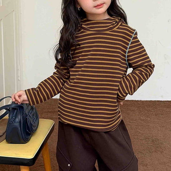 Mceream Striped Shirt for Boys Girls Long Sleeve Tshirt Spring Fall Casual Crewneck Loose Fit Fashion Hooded Blouse Tee Back to School Uniform Clothes 2-16 Years
