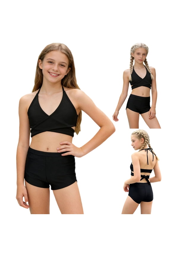 Swim Suits for Teens Girls 2 Piece Bikini Cute Quick Dry Beach Sports Bathing Suit Adjustable Straps Padded Bathing Suits 3-13 Years