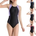 thumbnail image 1 of Mceream Teen Girl Swimsuit One Piece Built In Bra Tummy Control Modest Bathing Suit Summer Quick Dry Swim Suit Cute Color Block Swimwear 5-12 Years, 1 of 8