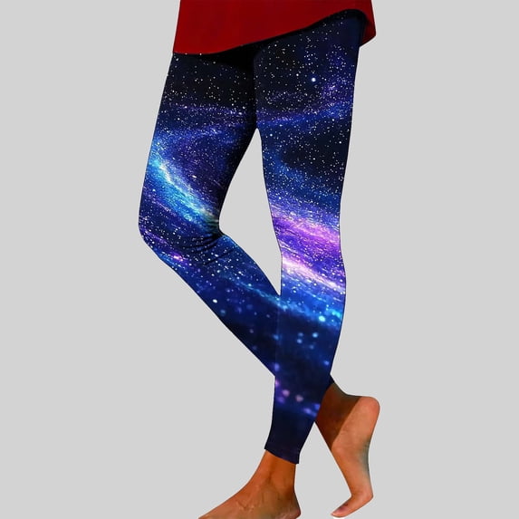 Mceream Tummy Control Leggings for Women Plus Size Tummy Control Cycling Workout Yoga Pants Slimming Stretchy Full Length Yoga Pants Print Soft Casual Everyday Wear Blue XL