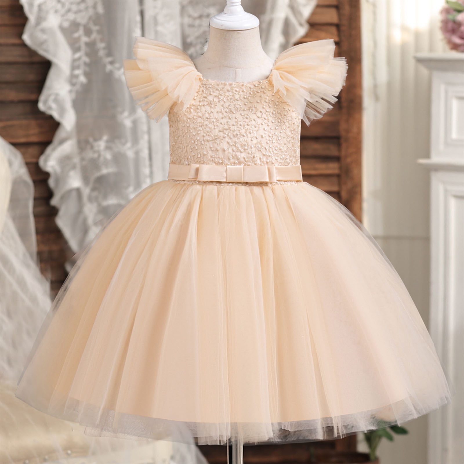 Mceream Tween Girls Dresses Casual Elegant Ruffle Dresses Cute Sleeveless Dress with Swing Summer Birthday Party Dress Plus Size Vestidos De 15 AñOs