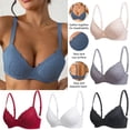 thumbnail image 1 of Mceream Underwire Bras for Women Push up Full Coverage V-Neck Breathable Everyday Bras Seamless Adjustable Straps High Support Bralettes Blue XXL, 1 of 8