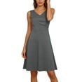 thumbnail image 1 of Mceream Wedding Guest Dresses for Women formal Elegant Summer Cocktail Dresses A-Line Flowy Mini Dress V Neck Vacation Sleeveless Tank Dresses Dark Gray XL, 1 of 7