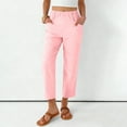 thumbnail image 1 of Mceream Wide Leg Pants Women Plus Size Cotton Linen Elastic High Waisted Dress Pants Comfy Stretch Pull On Pants with Pockets Loose Fit Beach Vacation Pant OutfitsPinkM, 1 of 8
