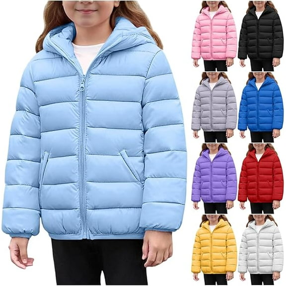 Mceream Winter Coats for Girls Boys Hooded Puffer Jackets with Pockets Warm Winter Puffer Jacket Coat Lightweight Down Jacket Packable Outwear Padded Coat for School and Outdoor Activities 4-14 Years