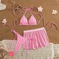 thumbnail image 1 of Mceream Women Bikini Sets Swimsuits Color Block Three Piece Drawstring Bathing Suit Pink L, 1 of 7