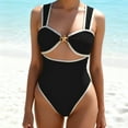 thumbnail image 1 of Mceream Women High Waisted Bikini Sets Swimsuits Color Block Two Piece Drawstring Bathing Suit Black XXL, 1 of 4