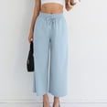 thumbnail image 1 of Mceream Women Linen Pants Wide Leg Casual Palazzo Pants Cotton Flowy Drawstring Elastic Waist Trousers with Pockets Drawstring Elastic Waist Trousers with Pockets Blue M, 1 of 6