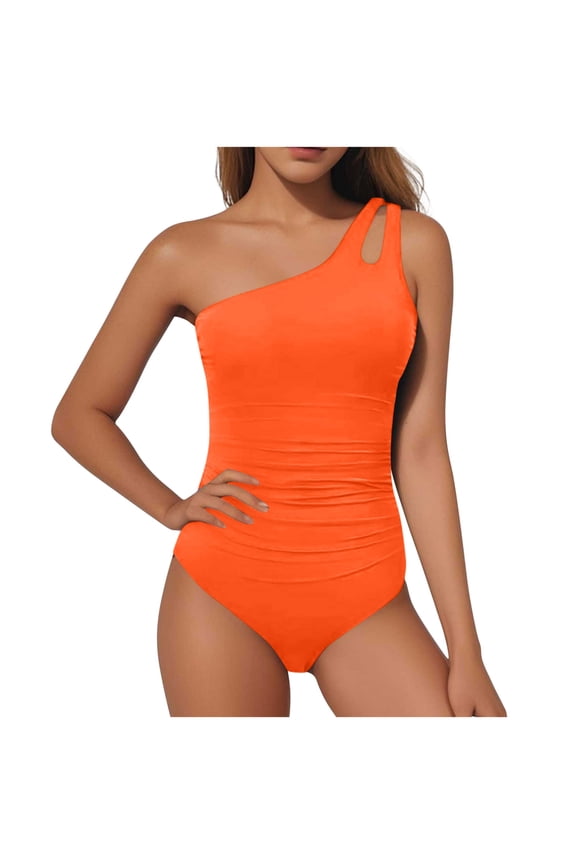 Women'S One Piece Swimsuits Tummy Control One Shoulder Slimming Bathing Suit High Waisted Bikini Modest Full Coverage Keyhole Swimwear Beach Outfit Sport Swim Suits
