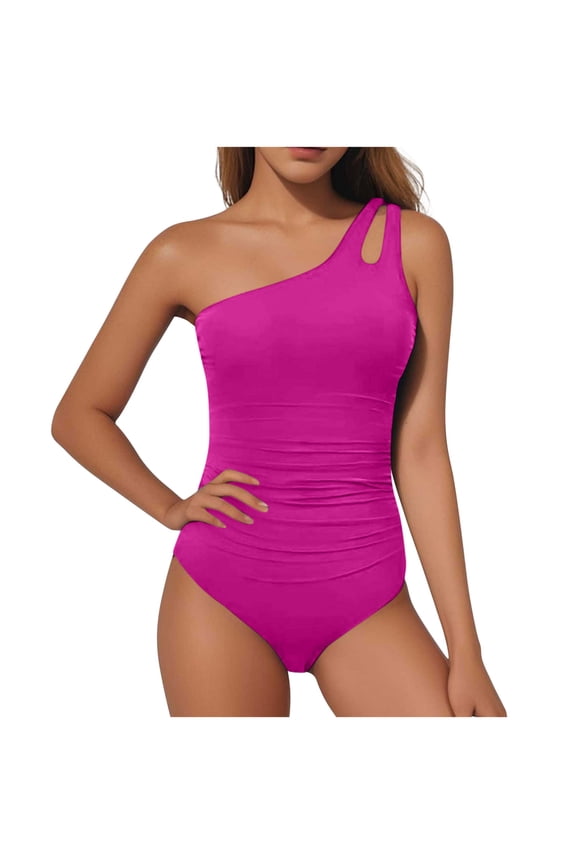 Women'S One Piece Swimsuits Tummy Control One Shoulder Slimming Bathing Suit High Waisted Bikini Modest Full Coverage Keyhole Swimwear Beach Outfit Sport Swim Suits