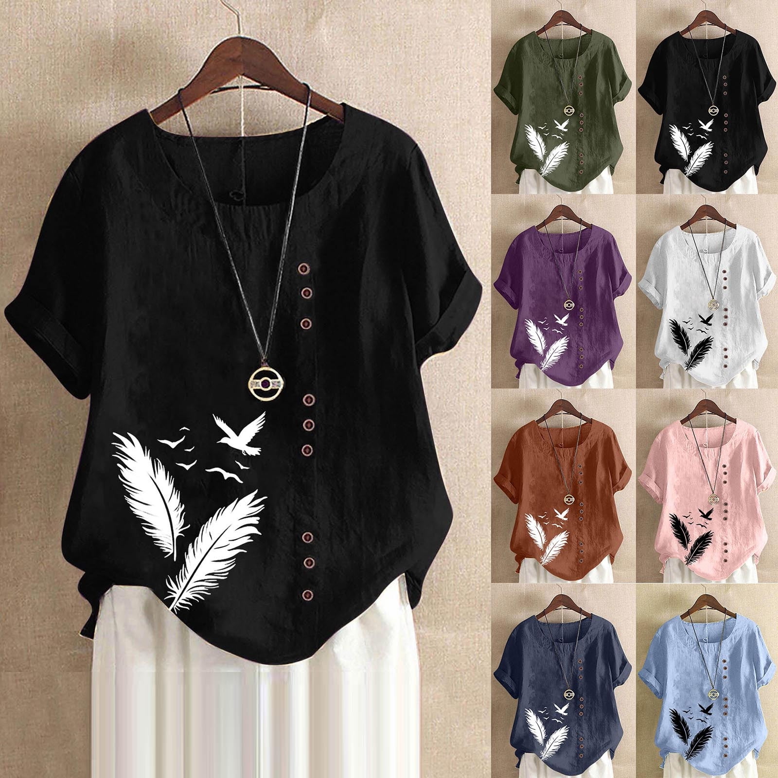 Mceream Women's Boho Floral Print Cotton Linen Shirts for Women 2026 ...