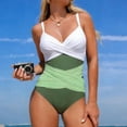 thumbnail image 1 of Mceream Women's Colorblock Racerback Swimsuit with Side Cutouts and Shelf Bra Green M, 1 of 5
