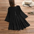thumbnail image 1 of Mceream Women's Cotton Linen Short Sleeve Tunic Shirts Plus Size Casual Blouses Summer Beach Vacation Outfits Black M, 1 of 5