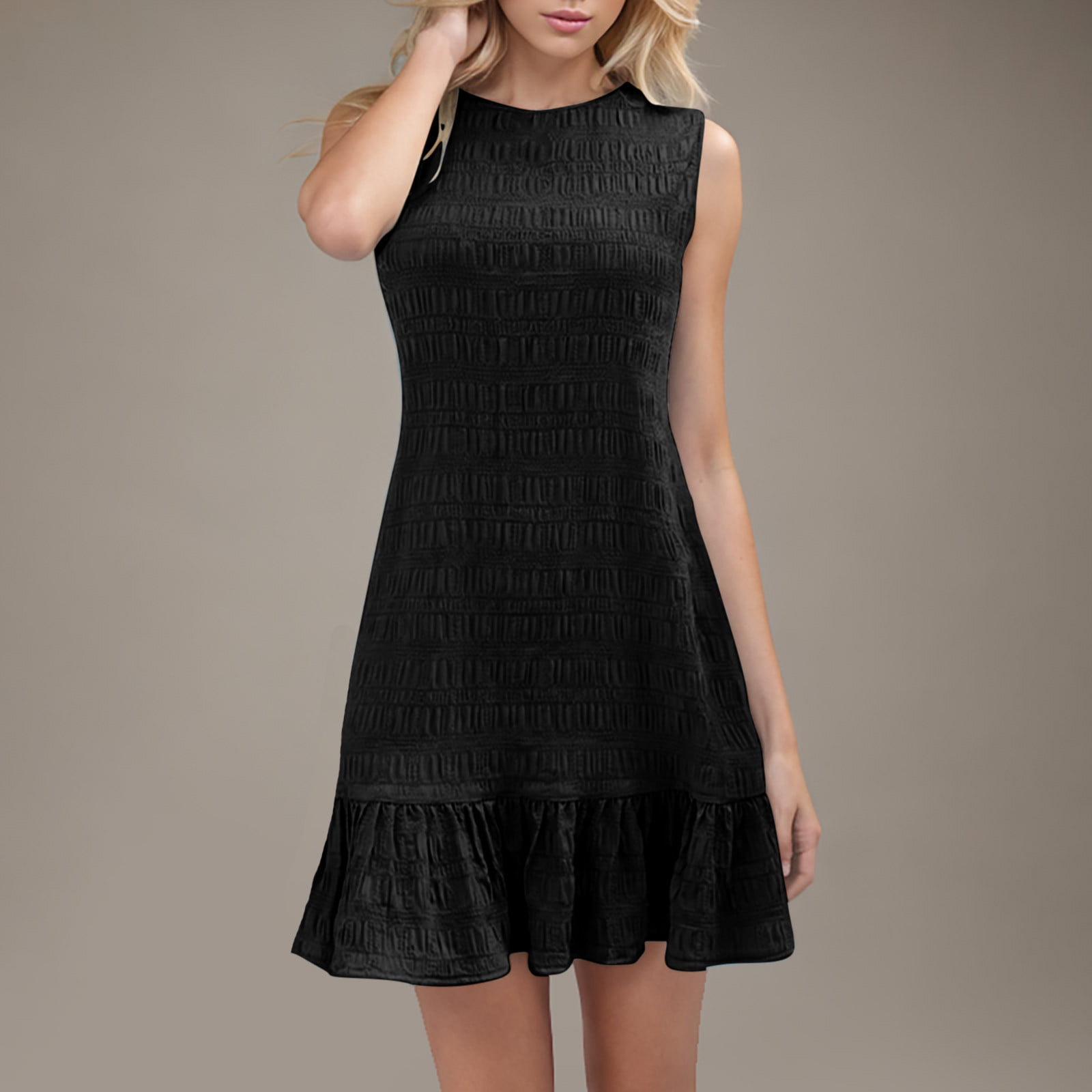 OPOIPIN Women's Flutter Sleeve Mermaid Dress - Crewneck Ruffle Hem Party Short Dress