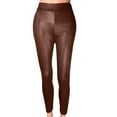 thumbnail image 1 of Mceream Women's Faux Leather Leggings Tummy Control High Waisted Yoga Pants Stretchy Elastic Butt Lifting Slim Fit Tights Party Clubwear Plus Size Coffee S, 1 of 5