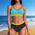 thumbnail image 1 of Mceream Women's High Waisted Swimsuit Set Two Piece Swimwear Color Block Light Blue XL, 1 of 9