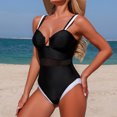 thumbnail image 1 of Mceream Women's Solid Color Sling Comfortable Swimsuit Bikini Swimsuit Black S, 1 of 8
