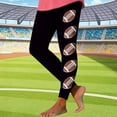 thumbnail image 1 of Mceream Womens Football Game Day Leggings Plus Size Stretchy High Waist Tummy Control Yoga Pants Comfort Soft Slim Fit Graphic Workout Leggings Brown XXL, 1 of 5