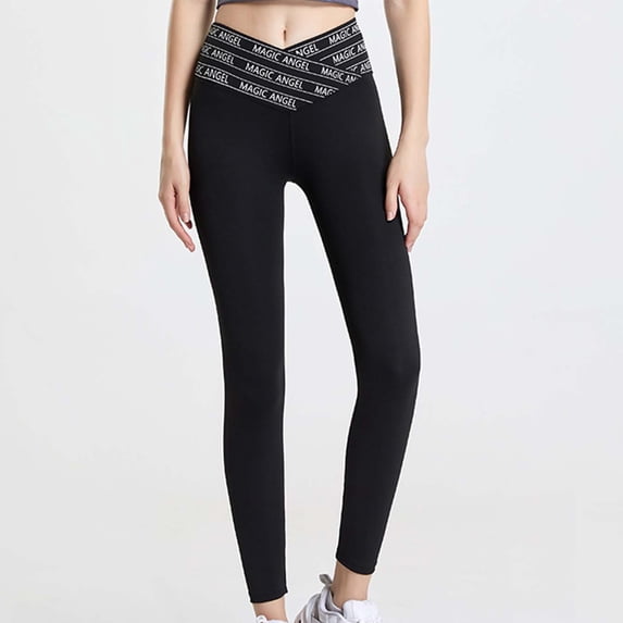 Mceream Womens High Waisted Leggings Compression Compression Running Pants Butt Lift High Waisted Crossover Tummy Control No See-Through Yoga Pants Black L